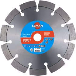 DISQUE DIAMANT SEGMENTS A RAINURER 125X22.23 HT 12 SPÉCIAL RAINUREUSE Disque à segments soudés laser. Exécution de travail ra ...