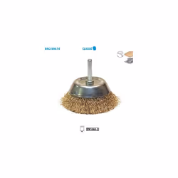 Brosse conique fil laiton ondulé Classic ø 75 ø Queue 6 Long. Queue 30 Fil 0,20mm