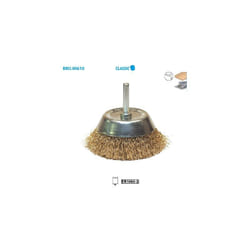 Brosse conique fil laiton ondulé Classic ø 75 ø Queue 6 Long. Queue 30 Fil 0,20mm