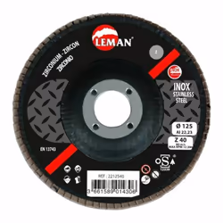 Disque a lamelles zirconium 115mm Grain 40 Z LEMAN - Inox, chrome nickel, acier, métal, fonte, métaux non- ferreux - Abrasif  ...