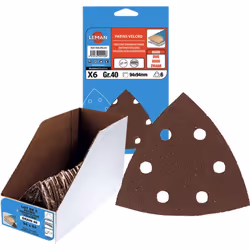 DELTA TRIANGLE AUTO-AGRIP. 6 TROUS 95X95X95 GR 60 Corindon. Papier poids E. Liant double résine.