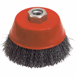 BROSSE CONIQUE D.150 M14 FIL 0.30 ACIER ONDULE DÉCAPAGE DUR Ébavurage, enlèvement de laque et de rouille. Pour un nettoyage l ...