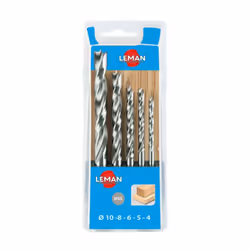 Coffret LEMAN de 5 forets hélicoidaux hss bois Pointe de centrage, 2 traceurs. Perçage précis dans les bois durs ou tendres.  ...