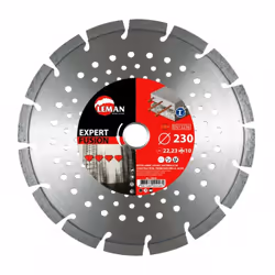 Leman - Disque diamant segments multimatériaux Ø 230 x H 10 mm x Flasque Alu M14 • Disque segments, soudé laser. • Tôle venti ...