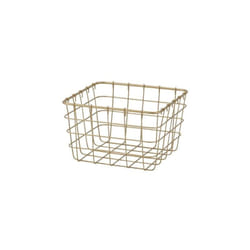 SANS MARQUE Panier H.9 x L.15 x P.15 cm, Joy, métal doré