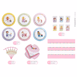 Juratoys Set Anniversaire P'Tite Fille, Carton, Plastique, Rose, 3 an(s), 6 an(s), Femelle, 235 mm