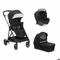 CHICCO - Poussette Trio Seety Nacelle Etna Black + Siège auto Kory Black
