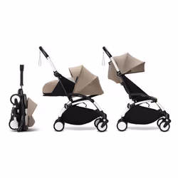 STOKKE - Poussette YOYO 3 Pack 0+ et 6+ Taupe / Cadre Blanc