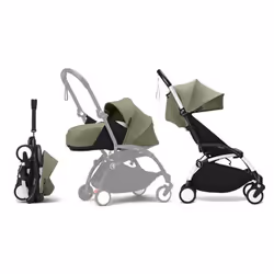STOKKE - Poussette YOYO 3 Pack 0+ et 6+ Olive / Cadre Blanc