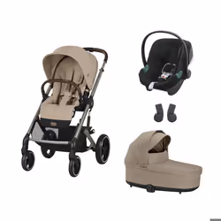 CYBEX - POUSSETTE TRIO Balios S Lux TPE Almond Beige + Aton B2 Black  + Nacelle Almond Beige