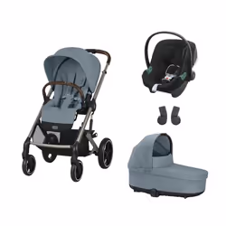 CYBEX - POUSSETTE TRIO Balios S Lux TPE Stormy Blue + Aton B2 Black + Nacelle Stormy Blue