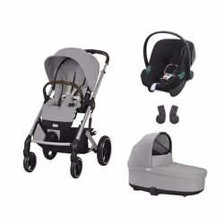 CYBEX - POUSSETTE TRIO Balios S Lux SLV Stone Grey + Aton B2 + Nacelle Stone Grey