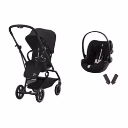 CYBEX - Poussette Duo Eezy S Twist+ 2 BLK Magic Black + CLOUD G i-Size Plus Moon Black