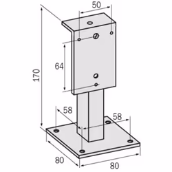 Pour fixation des boîtiers ventouses, alimentation possible par l'intérieur du tube. Finition : blanc. Hauteur : 170 mm.
