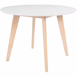Table scandinave ronde blanc et bois D100 cm LEENA