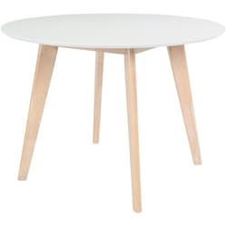 Table scandinave ronde blanc et bois D100 cm LEENA