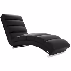 Chaise longue / fauteuil design noir et acier chromé TAYLOR