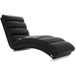 Chaise longue / fauteuil design noir et acier chromé TAYLOR