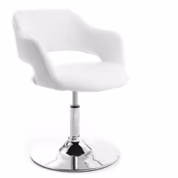 Fauteuil pivotant design blanc et acier chromé JESSY