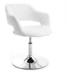 Fauteuil pivotant design blanc et acier chromé JESSY