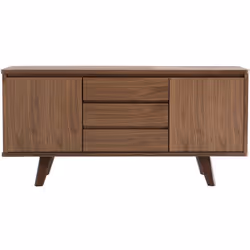 Buffet vintage en bois noyer 2 portes 3 tiroirs L160 cm FIFTIES