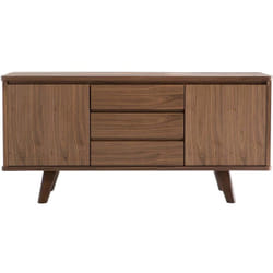 Buffet vintage en bois noyer 2 portes 3 tiroirs L160 cm FIFTIES