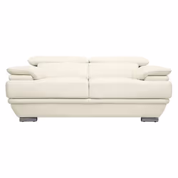 Canapé design avec têtières ajustables 2 places cuir blanc et acier chromé EWING