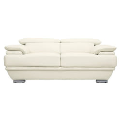 Canapé design avec têtières ajustables 2 places cuir blanc et acier chromé EWING