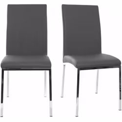 Chaises design gris et métal acier chromé (lot de 2) SIMEA
