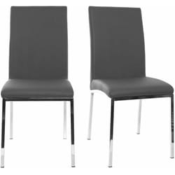 Chaises design gris et métal acier chromé (lot de 2) SIMEA