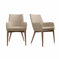 Chaises en tissu beige et bois foncé (lot de 2) SHANA