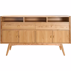 Buffet vintage en bois clair 4 portes 2 tiroirs L160 cm NORDECO