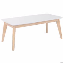 Table basse rectangulaire scandinave blanc et bois clair massif L105 cm LEENA