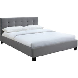 Lit 2 places 160x200 cm en tissu gris capitonné MARQUISE