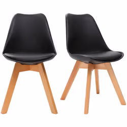 Chaises design noir et bois clair massif (lot de 2) PAULINE