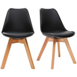 Chaises design noir et bois clair massif (lot de 2) PAULINE