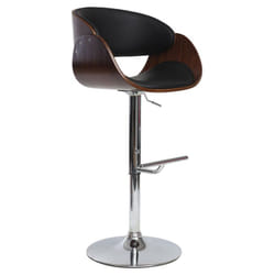 Tabouret de bar design réglable noir et bois foncé BENT