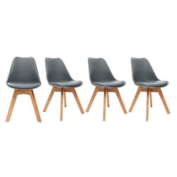 Chaises scandinaves gris et bois clair massif (lot de 4) PAULINE