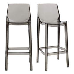 Tabourets de bar design transparents gris intérieur - extérieur H75 cm (lot de 2) ylak