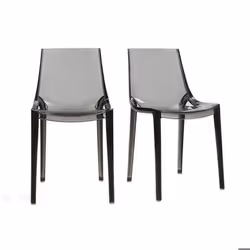 Chaises design empilables gris transparent intérieur - extérieur (lot de 2) YZEL