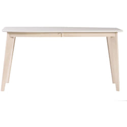 Table à manger extensible scandinave blanc et bois clair L150-200 cm leena