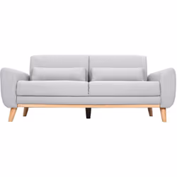 Canapé scandinave 3 places en tissu gris clair et bois clair EKTOR