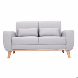 Canapé scandinave 2 places en tissu gris clair et bois clair EKTOR