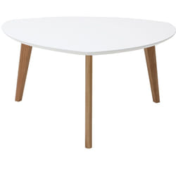 Table basse scandinave blanc et bois clair chêne L80 cm EKKA