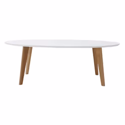 Table basse ovale scandinave blanc et bois clair chêne L120 cm EKKA