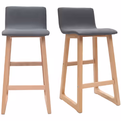 Tabourets de bar design bois clair et tissu gris 65 cm (lot de 2) OSAKA