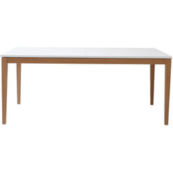 Table à manger scandinave extensible blanche pieds bois rectangulaire L180-260 cm delah