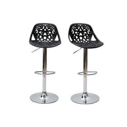 Tabourets de bar design avec motif baroque noir (lot de 2) BAROCCA