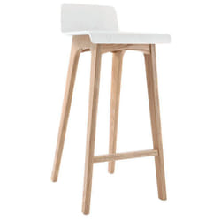 Chaise de bar scandinave 75 cm bois et blanc BALTIK
