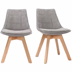 Chaises scandinaves en tissu gris et bois clair (lot de 2) MATILDE